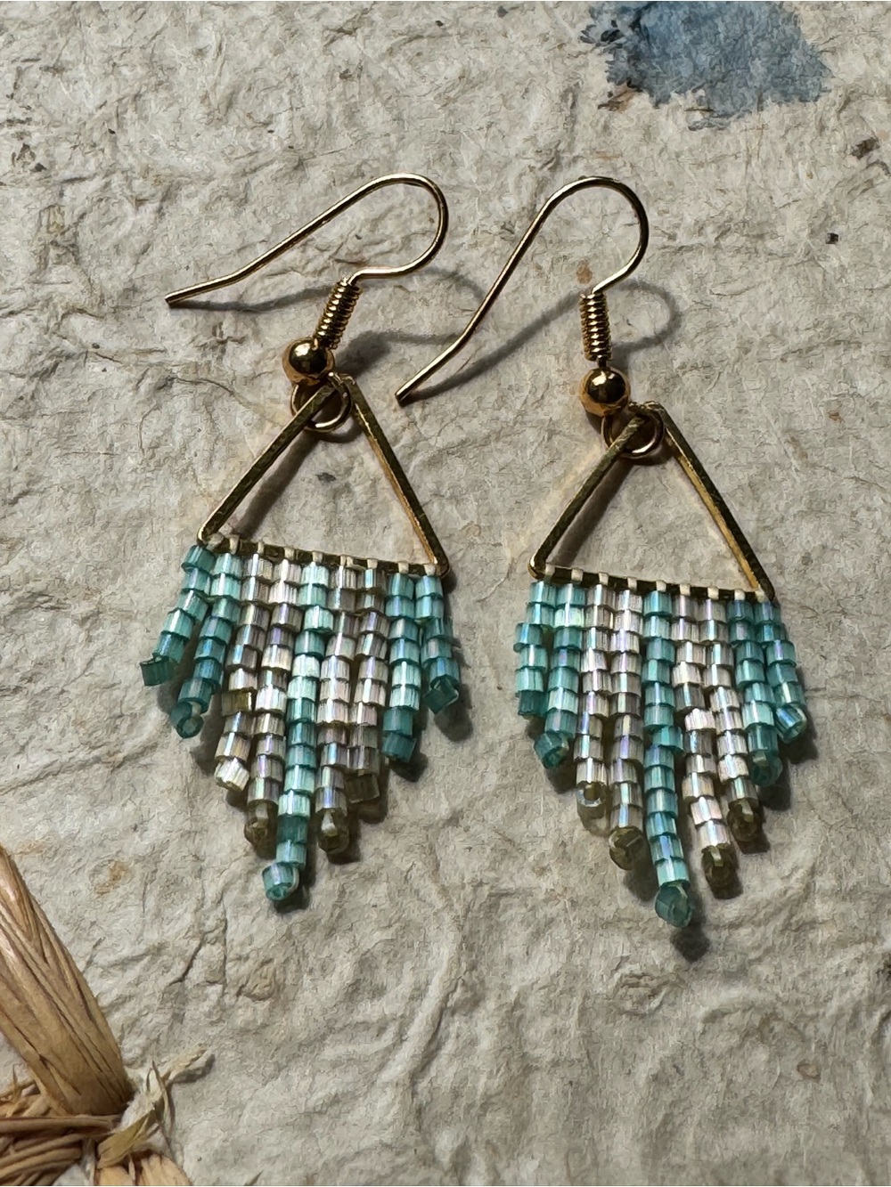 Silky Beaded Fringe lightweight handmade Earrings- Garden party-Festival Jewelry
